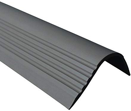 RGPT 52x40mm Bullnose Stair Anti Slip Nosing 46.45 1.18 Meters Length PVC Rubber Angle Step Edge TMW Profiles (Dark Gray)