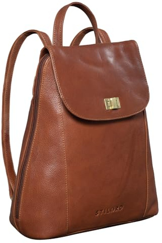 STILORD Victoria II Lederrucksack Damen Vintage Rucksack für 13 Zoll MacBook DIN A4 Elegante Rucksackhandtasche für City Ausgehen Shopping Daypack Farbe:Texas - braun