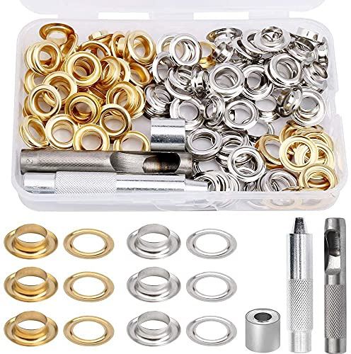 103 Stücke Metallösen, Ösenzange Set, Grommet Ösen, Tülle Ösen Set, Grommet Werkzeug Kit, Einschließlich Installationswerkzeuge und Aufbewahrungsbox, für DIY Projekte aus Planenleder Verwendet