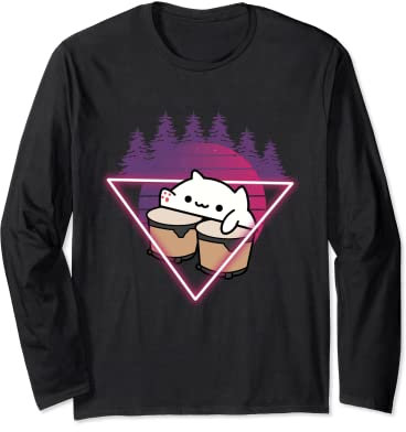 Bongo Cat trommeln Musik Katzen Internet Memes Langarmshirt