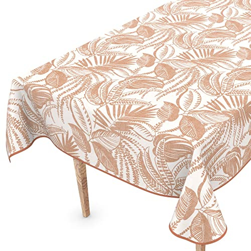 Tvättbar vaxduk för bordet, vaxduk, tvättbar vaxduk med fåll, beige-katrin 120 x 140 cm