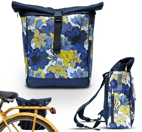 Ikuri Fahrradtasche/Rucksack Kombi Fahrradrucksack aus Plane für Gepäckträger Packtasche Wasserdicht für Frauen
