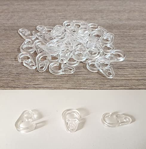 Bricoshopping 50 Ganci per tenda RINFORZATI Giunzione su Gancetti paperi per Anelli Legno ferro binario da applicare su Riloga fascia fettuccia elefantino tendine da camion in plastica (Trasparente)