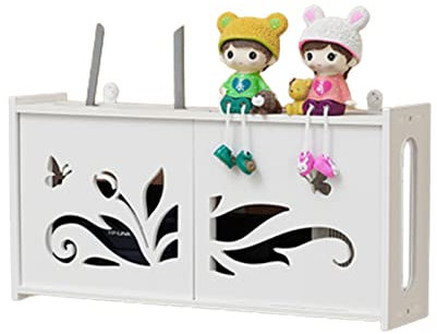 PPGE Home Wand Router Aufbewahrungsbox Weiß, WLAN Router Regal Wandmontage, Router Box Aufbewahrung Wandhalterung, Wandbehänge TV Kabel Verstecken Box, Router Organizer Kabel Boxen