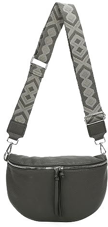 OBC Damen Tasche Gürteltasche Crossbody Hüfttasche Bauchtasche Umhängetasche Cross-Over Bodybag Schultertasche Handytasche Kosmetiktasche Kunst-Leder L155 Dunkelgrau