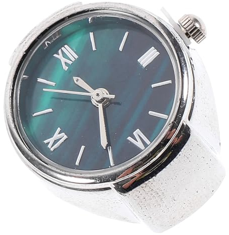 Mikikit Kleiner Fingeruhr aus Zinklegierung, Kleine Fingeruhr, Silber | Modern und Elegant, Präzise Zeitanzeige, Leichtes Format, für Alltag und Geburtstagsfeier