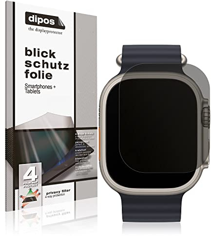 dipos Blickschutzfolie für Apple Watch Ultra | Displayschutz matt mit 4-Wege Sichtschutz-Effekt, Privacy Filter, passt perfekt, kratzfest, blasenfrei, selbstklebend