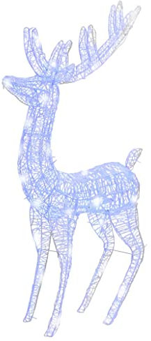 vidaXL XXL Rentiere Weihnachtsdekoration 3 Stk., Beleuchtet Weihnachtsfigur 8 Lichtmodi, Weihnachtsdeko Weihnachtsbeleuchtung für Innen Außen, Acryl 250 LED 180cm