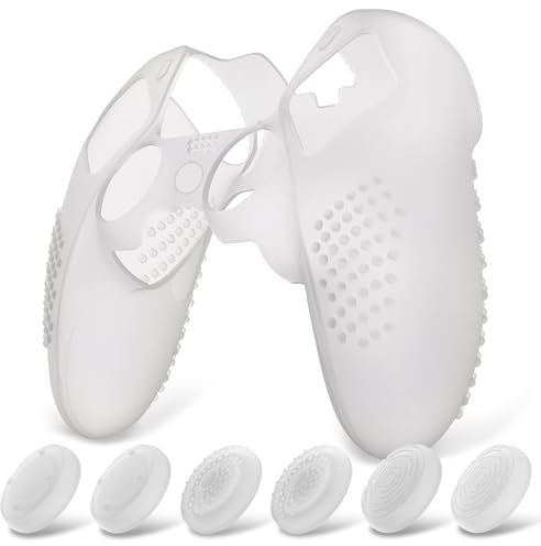 playvital Coque Protection pour ps5 Edge Manette,Housse Silicone avec 6 Capuchon Joystick pour ps5 Edge Controller Cover Skin,Anti-Dérapante Accessoire-Vert Lumineuse Nuit,3D Studded Edition