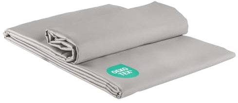Clinotest Bettlaken 240 x 290 cm – Satin Bettwäsche & kühlend, ohne Gummizug (spannfrei), aus Baumwolle & Mikrofaser, atmungsaktiv & pflegeleicht, Hotelqualität, Oeko-TEX Zertifiziert – Grau.