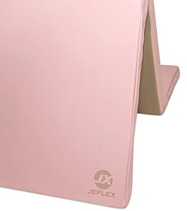Jeflex - pink/beige klappbare Weichbodenmatte & Turnmatte 210 x 100 x 8 cm MADE IN GERMANY/faltbare Gymnastikmatte/platzsparende Fitnessmatte & faltbare Yogamatte/dicke Sportmatte für Kinderzimmer