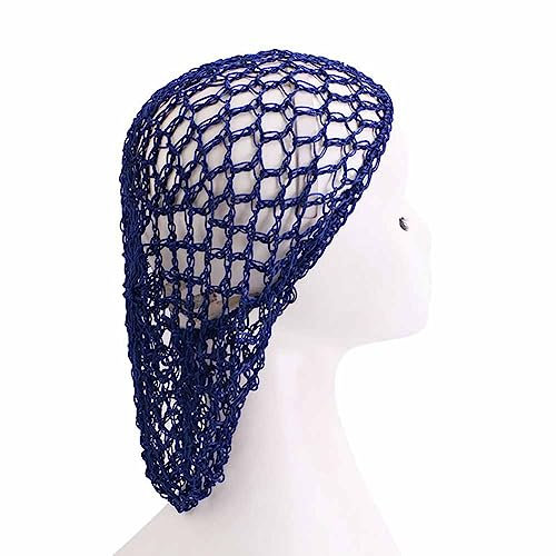 SHTGOI 2 Stück Häkeln Haarnetz Nacht Strick Schlauchmütze Elastisch Weich Haarpflegenetz Long Netz Form Schlaf Mütze Haar-Abdeckung Haar-Accessoires zum Schlafen für Frauen Haarschutz Marineblau