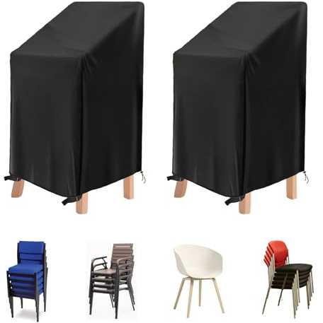 Lot de 2 housses de protection pour chaises de jardin, 75 x 75 x 120 cm, résistantes à l'hiver, imperméables, coupe-vent, pour chaises de balcon, fauteuils de jardin