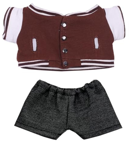 niannyyhouse Baseballjacke, Jeans, 20 cm, Plüschpuppenkleidung, 20,3 cm, Puppenzubehör (braun)