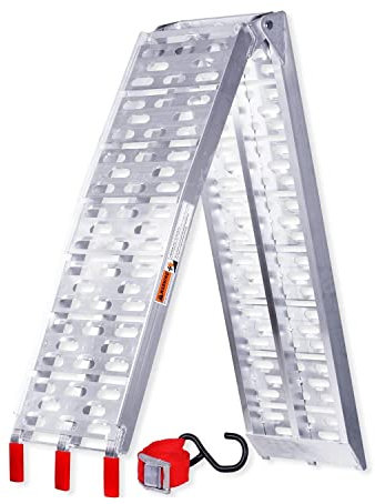 Duisrech Auffahrrampe Klappbar 226 cm x1, 340KG pro Rampe, Auffahrrampe für Anhänger,Auto Rampen, Verladeschiene Antirutsch Auffahrrampe Motorrad ATV Quad PKW Auto, Alu Verladerampe, Faltbare