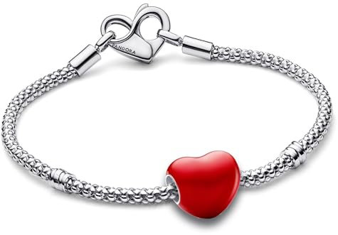 PANDORA Damen-Armband mit Charm Versteckte Botschaft Herz Geschenk-Set 68129-21 21 cm