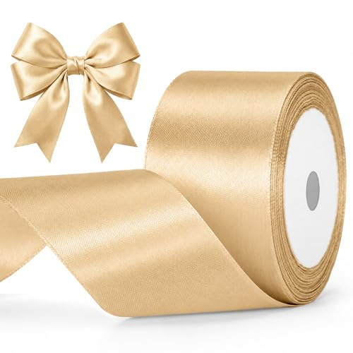 G2PLUS Gold Satinband 50mm, Breit Dekoration Geschenkband, 22m Schleifenband zum Bastel, Gold Satin Dekoband für Geschenkverpackung, Dekoration