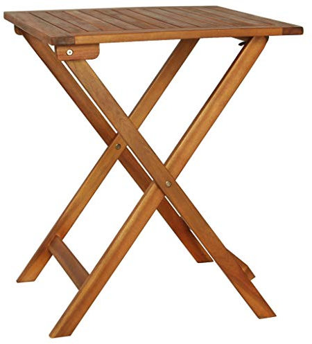 Makastle 3 teilig Bistroset, Balkonset klappbar Sitzgruppe Gartenmöbel-Set mit 1 Klapptisch & 2 Klappstühle, Garten Sitzgarnitur mit Kissen, Massivholz Akazie