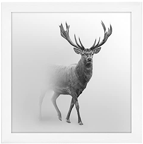 Americanflat Cornice 40x40 cm Bianca - Cornice Quadrata in Legno Multistrato con Vetro Resistente agli Urti e Ganci Integrati - Cornice Foto da Appendere in Verticale o Orizzontale