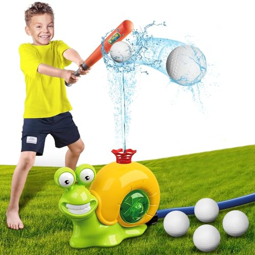 OBEST Wasserspielzeug Sprinkler für Kinder, Wassersprinkler Kinder Outdoor Wasser Baseball mit Schnecke, Outdoor Spielzeug, 2-in-1, 360° drehbare Düse, für Familienaktivität, Garten, Hinterhof, Party
