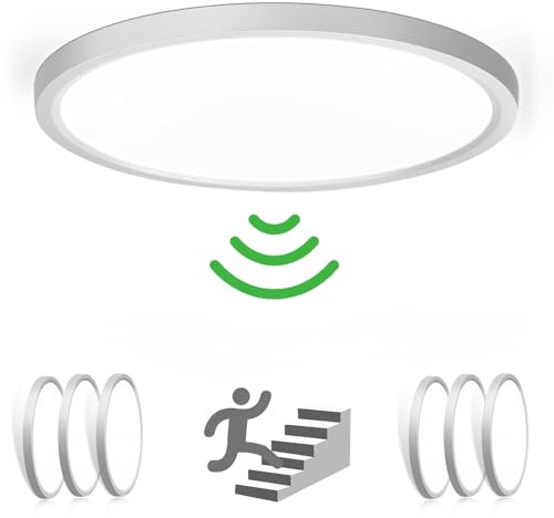 OPPEARL [6 Stücke LED Deckenleuchte Mit Radar Bewegungsmelder 24W | LED Deckenleuchte Radar Bewegungssensor, 4000K Rund Sensor Licht für Flur Treppe Küche Balkon Abstellraum Keller Ø30CM