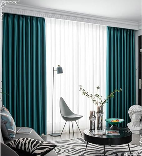 Daesar Gardinen Blickdicht Dunkelgrün, Verdunkelungsvorhänge mit Ösen 2er Set 137x244CM Modern Einfarbig Schiebevorhänge Vorhang Schlafzimmer Wohnzimmer