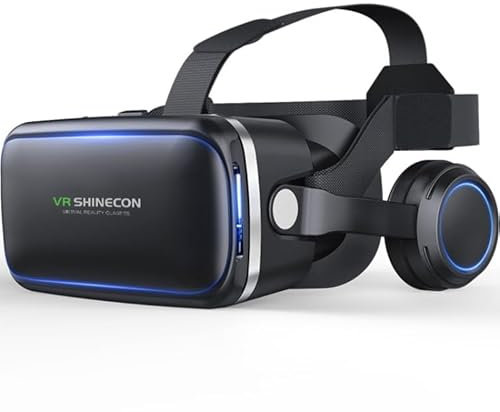 High-Tech Place VR SHINECON G04E Lunettes vidéo 3D de réalité virtuelle adaptées aux Smartphones 3,5 Pouces - 6,0 Pouces avec Casque HiFi (Noir)