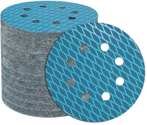 STEBRUAM 64 Pcs Discos de Lija 125mm 8 Agujeros Lijas 180 Grano | 5 Pulgadas Circonio Papel de Lija Papeles de Lija Hook and Loop para Lijadora Orbital Aleatoria