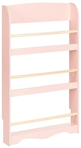 Beliani Libreria da parete appesa in legno di pino MDF a 3 livelli per bambini Rosa Pastello