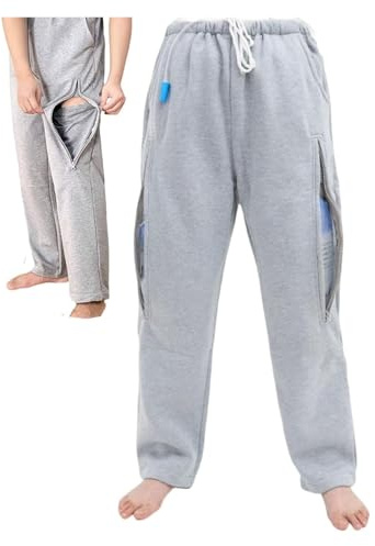 Urinbeutel-Unterwäsche, Katheter-Beinbeutel-Hose, Urinbeutel-Halterhose mit doppelten Reißverschlusstaschen, Katheterbeutel for Nephrostomie, Zystostomie, L(XXL)