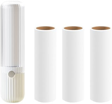 White Lint Roller with 120 Sticky Sheet, Mini Lint Roller, Lint Rollers for Pet Hair Extra Sticky, Portable Lint Roller for Pet Hair, Clothing, Furniture, Travelling Use, 1 Handle+3roller Refills