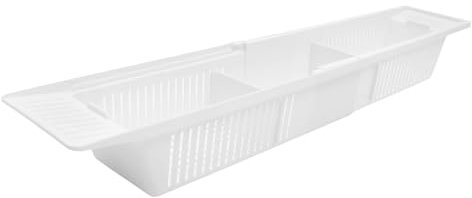 Alipis Estante Extensible para Bañera Portátil De Plástico Blanco, Rejilla De Almacenamiento Antideslizante, Porta Juguetes y Artículos De Baño, Adecuado para Baño Familiar y Ocasiones De Ducha