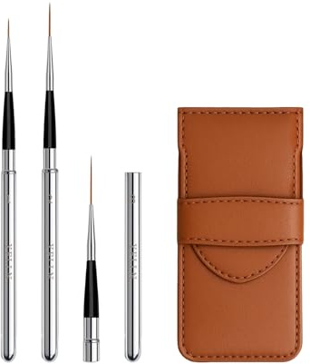 Travel Watercolor Brushes, Nail Art Liner Brushes with Protective Case Handle, Perfect for Watercolor Acrylics Gouache Ink Long Lines, Thin Details, Fine Drawing Sizes(3pcs)