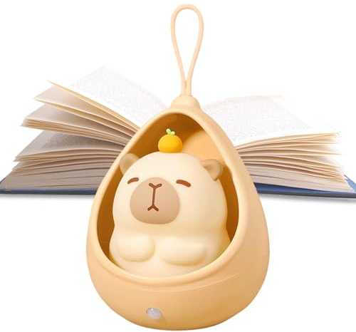 Genérico Luz nocturna animal – Decorativa Capybara – Juguete ornamental flexible recargable con detección automática para decoración de mesilla de noche, oficina y dormitorio