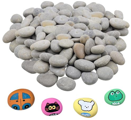 50 Stück Steine zum Bemalen Flach, 1-3CM Glatte Kieselsteine zum Bemalen | Gemalter Kieselsteine Strand Kiesel, Kies Dekosteine Naturstein Flache Steine zum Bemalen für Bunte Malerei Dekoration