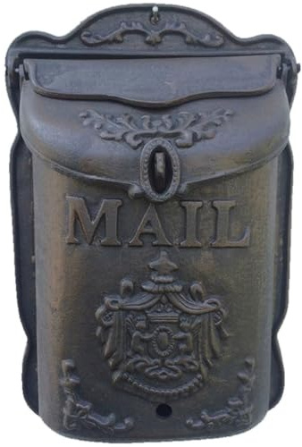 Boîte Aux Lettres en Fonte avec Emblème - Boîte De Dépôt Murale Européenne, Grande Décoration De Manoir Vieillie, Cadeau d'anniversaire