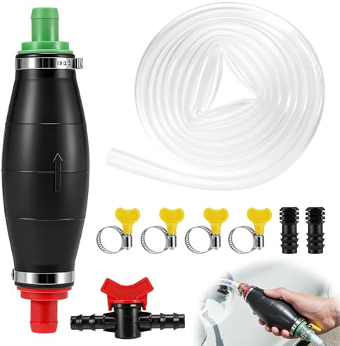Syphon Pump, Manual Fuel Syphon Pump Kit, Siphon Pump with 2,5m Automotive Siphon Hose for Transferring Fuel Oil Water Siphon Hose Pump for Cars, Boats, Fish Tanks, Tanks & More