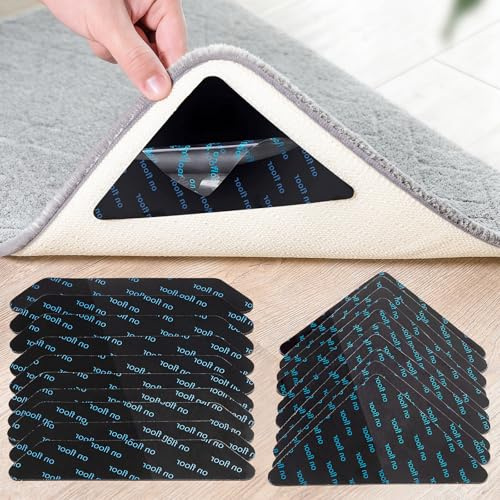 Songella Tappeto Antiscivolo Adesivi Antiscivolo per Tappetini Triangolo Trapezoidale Riutilizzabile 20 Pezzi Nero per Tappetini Stuoie