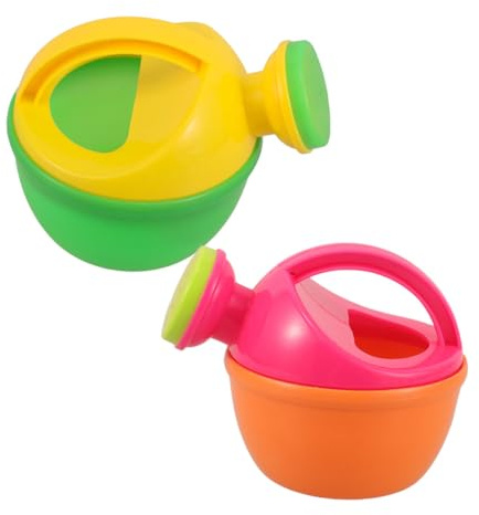 FUNOMOCYA 2 Piezas Regadera Infantil de Plástico Resistente de Unidades con Asas Juguetes Acuáticos para Baño y Jardín para Verano Playa Colores Verde y Rosa Pequeños