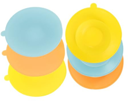 FRCOLOR Lot De 6 Ventouses Vaisselle Bébé Et Senior Double Face Support Antidérapant pour Assiette Et Bol Base D’Aspiration pour Repas 3 Couleurs 9.50 X 9.50 X 1.50 Cm