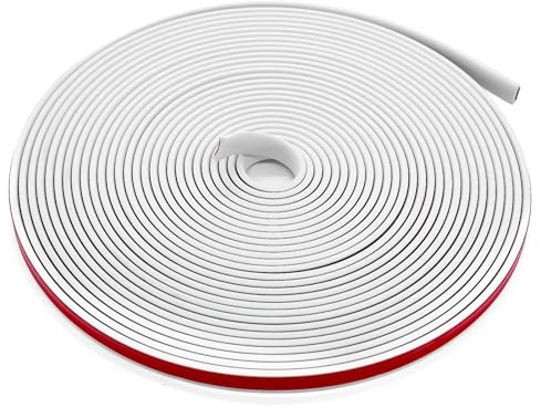 ZHIYUQL Moulures murales autocollantes en PVC flexible - Blanc - Pour portes, fenêtres, cadres de miroir, murs, plafonds, sols, carreaux, bords, 10 m × 10 mm