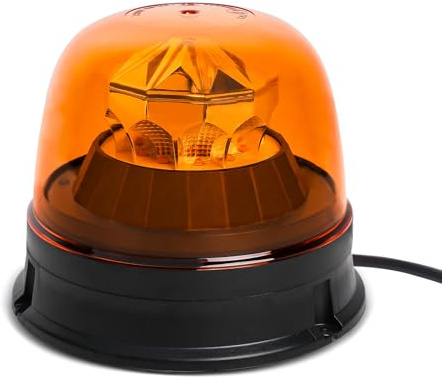 Qiping Gyrophare LED Orange, 12V/24V 7 Mode Feux d'Avertissement avec 30cm Câble, IP67 Etanche E-Mark E9 pour Camion, Camionnette, Tracteur, Véhicule Agricole, chariot élévateur de véhicule