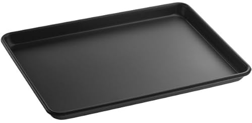 Glownary Half Size Sheet Pan, 18 Gauge Aluminum, Black Non-Stick, Wire Rim, 13 x 18 Inch, Oven and Freezer Safe, Rectangle Baking Tray