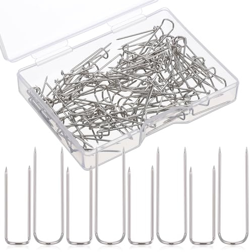 DOPENSPI 200 Stück Stecknadeln U förmige Pins Nähen, 17cm und 23 cm Näh U Nadeln mit Box, Edelstahl Nähnadeln, Mehrzweck Stecknadeln für DIY Nähen, Schmuck, Basteln(17mm Silber+23mm Silber)
