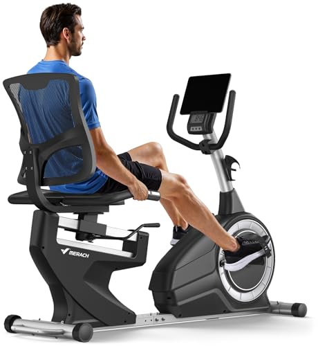 MERACH Liegeergometer für Zuhause mit 8 verstellbaren Widerstandsstufen, leichte kommerzielle Heimtrainer Fahrrad, exklusiver App-Konnektivität