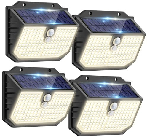 nipify Outdoor Solar Lights,Upgraded 5000K Neutral Solar Security/Wall Light, 3 Modes Motion Sensor and IP65 Waterproof Solar Lights Outdoor Garden for Outside Driveway Porch Garage Backyard (4 Pack)