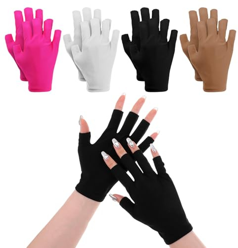 4 par UV-handskar naglar, fingerlösa handskar för gel-manikyrer, professionellt UV-skydd för händer, anti-UV skyddshandskar, hudvårdshandskar för manikyr nagelkonst, svart, 17,5 × 6,5 cm