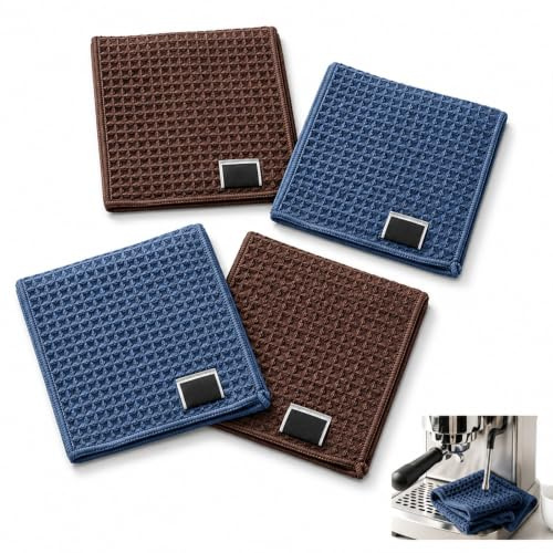 DCYQAIN 4 Pack Barista Cloths 30x30cm, Absorbent Quick-Drying Microfibre Cleaning Cloths, Lint-Free Coffee Bar Towels for Espresso Machine Steam Wand Countertop