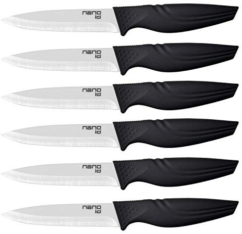 Steak Knives set of 6, Nano ID Ceramic Stake Knife Sharp Ceramic Knife Perfect Festival Present (black)