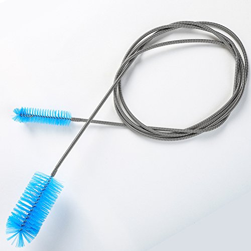 SLSON Long Tube Cleaning Brush Flexible Double Ended Bristles Hose Pipe Cleaner Stainless Steel Aquarium Filter Brush for Fish Tank or Home Kitchen,61 inch Length